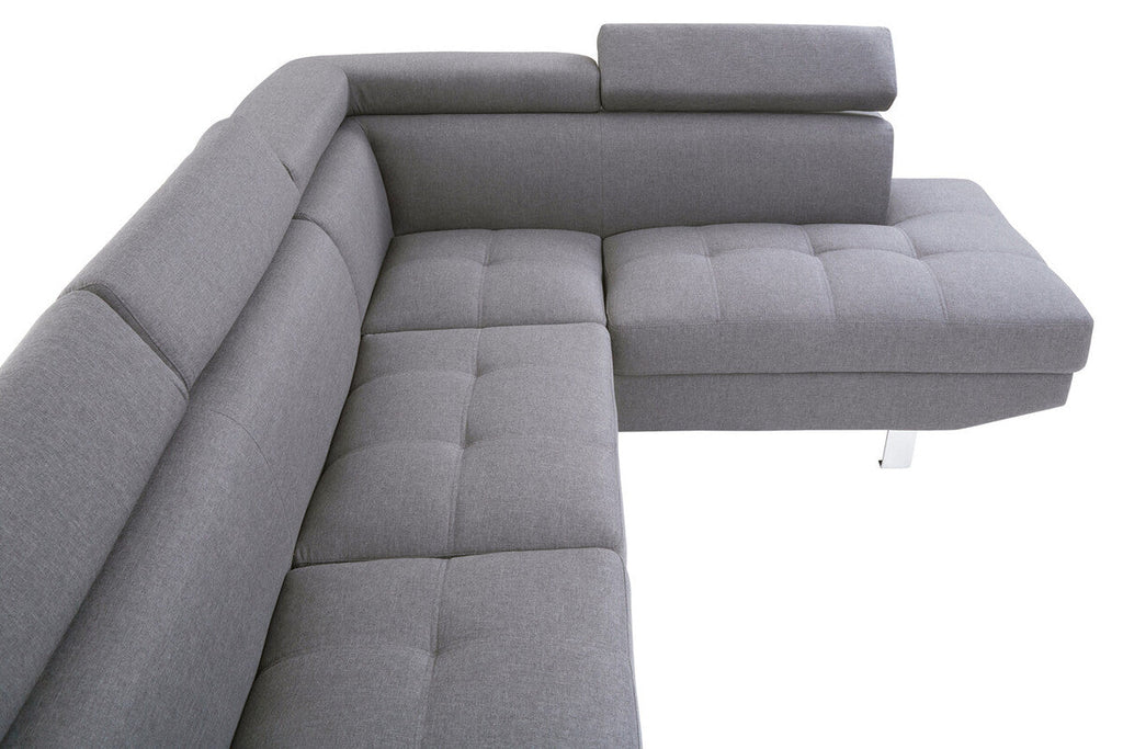 Grey Linen Corner Sofa with Adjustable Headrests | Hanover