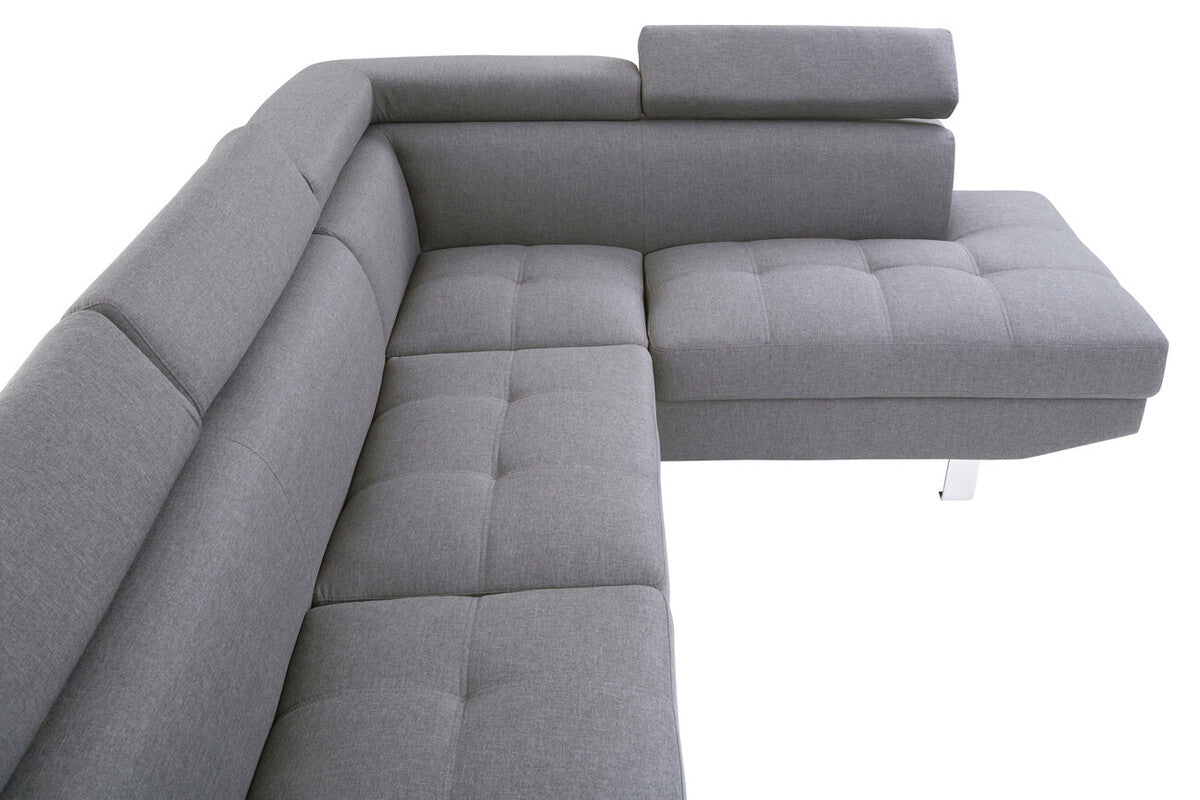 Grey Linen Corner Sofa with Adjustable Headrests | Hanover