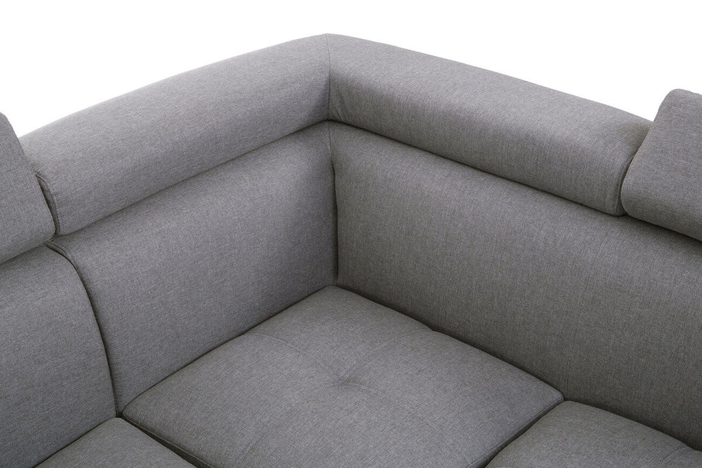 Grey Linen Corner Sofa with Adjustable Headrests | Hanover