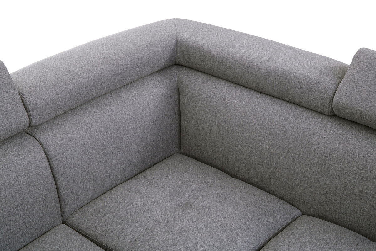 Grey Linen Corner Sofa with Adjustable Headrests | Hanover