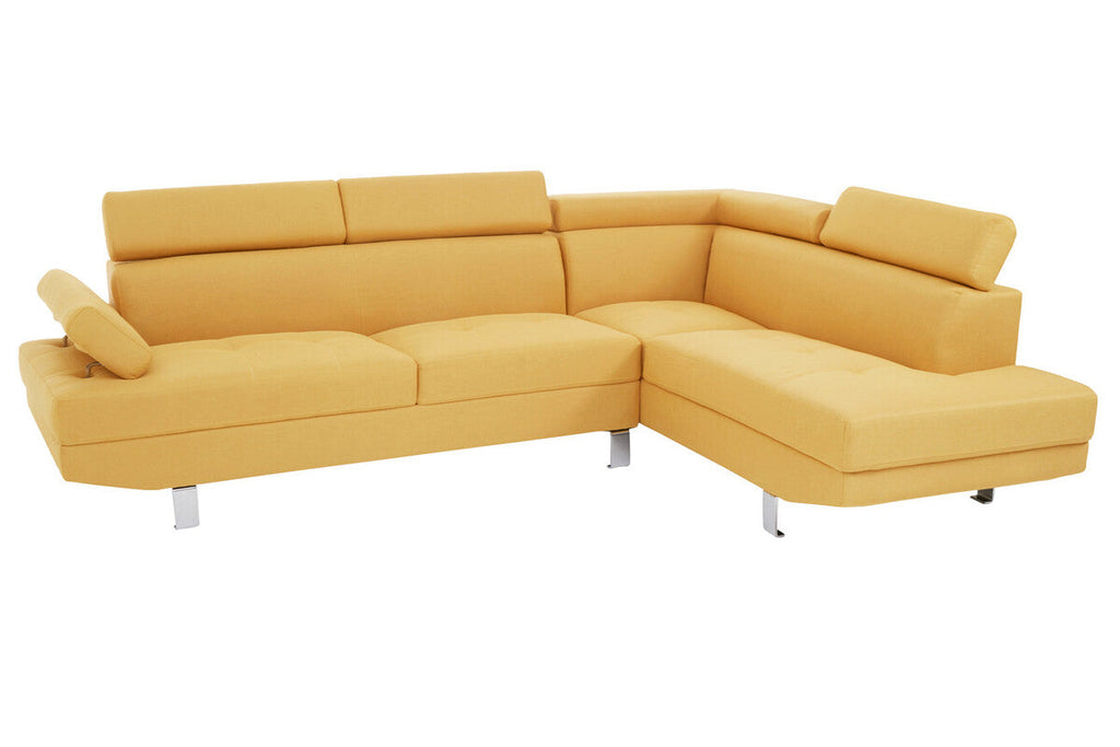 Ochre Linen Corner Sofa with Adjustable Headrests | Hanover