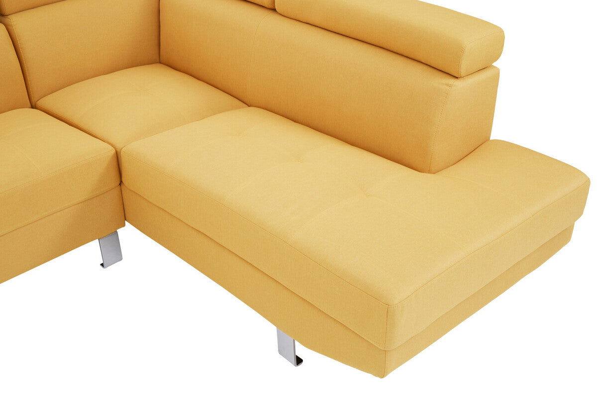 Ochre Linen Corner Sofa with Adjustable Headrests | Hanover