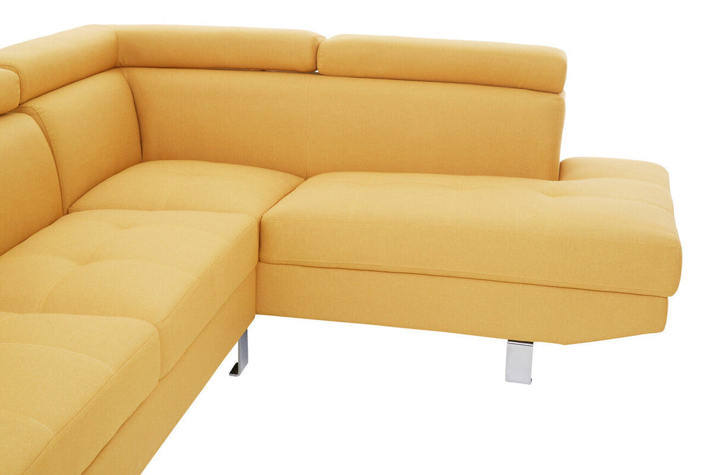 Ochre Linen Corner Sofa with Adjustable Headrests | Hanover