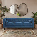 3 Seater Blue Velvet Sofa, Helia