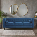 3 Seater Blue Velvet Sofa, Helia