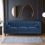 3 Seater Blue Velvet Sofa, Helia