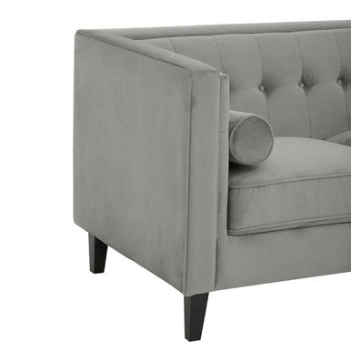 3 Seater Grey Velvet Sofa | Helia