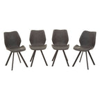 White Round Marble Effect Top and Grey Meta Frame Dining Table with Grey 6 Chairs Set | Weston