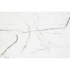 White Marble Effect Top and Metal Legs Dining Table with Faux Leather 6 Grey Chairs Set | Weston