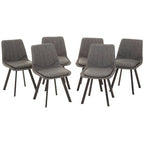 Grey Wooden Top and Metal Legs Rectangle Dining Table with 6 Brown Chairs Set | Westford