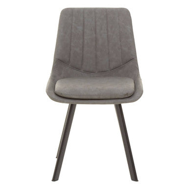 Grey Wooden Top and Metal Legs Rectangle Dining Table with 6 Brown Chairs Set | Westford