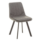 Grey Wooden Top and Metal Legs Rectangle Dining Table with 6 Brown Chairs Set | Westford