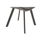 Grey Wooden Top and Metal Legs Rectangle Dining Table with 6 Brown Chairs Set | Westford