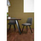 Brown Wooden Top and Metal Legs Dining Table with 6 Grey Chairs Set | Westford