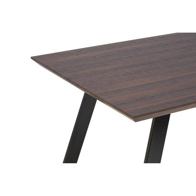 Brown Wooden Top and Metal Legs Dining Table with 6 Grey Chairs Set | Westford