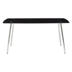 Black Tempered Glass Top and Silver Frame Dining Table with 6 Chairs Set | Wimslow