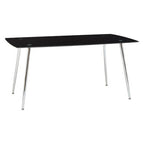 Black Tempered Glass Top and Silver Frame Dining Table with 6 Chairs Set | Wimslow