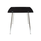 Black Tempered Glass Top and Silver Frame Dining Table with 6 Chairs Set | Wimslow