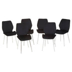 Black Tempered Glass Top and Silver Frame Dining Table with 6 Chairs Set | Wimslow
