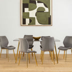 Smoked Glass Top and Slanted Legs Coffee Table with 6 Chairs Set | Wimslow