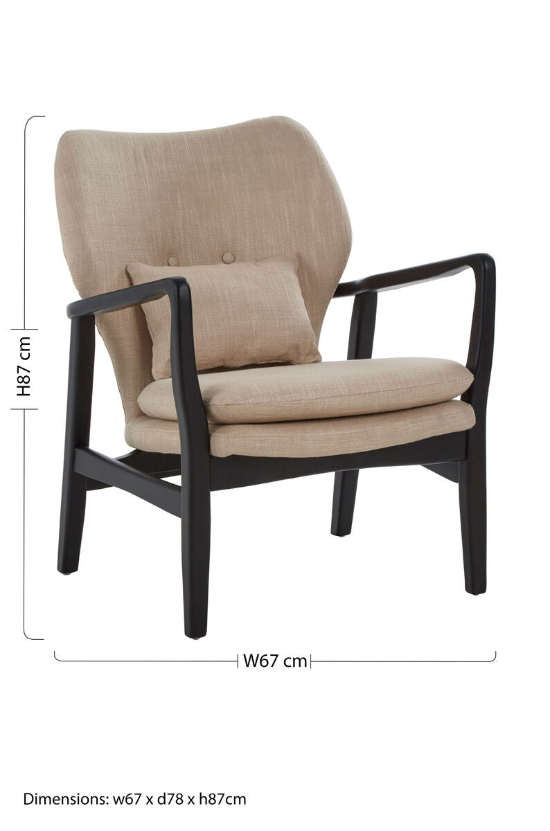 Stockholm Beige Chair With Black Wooden Frame - Nest UK