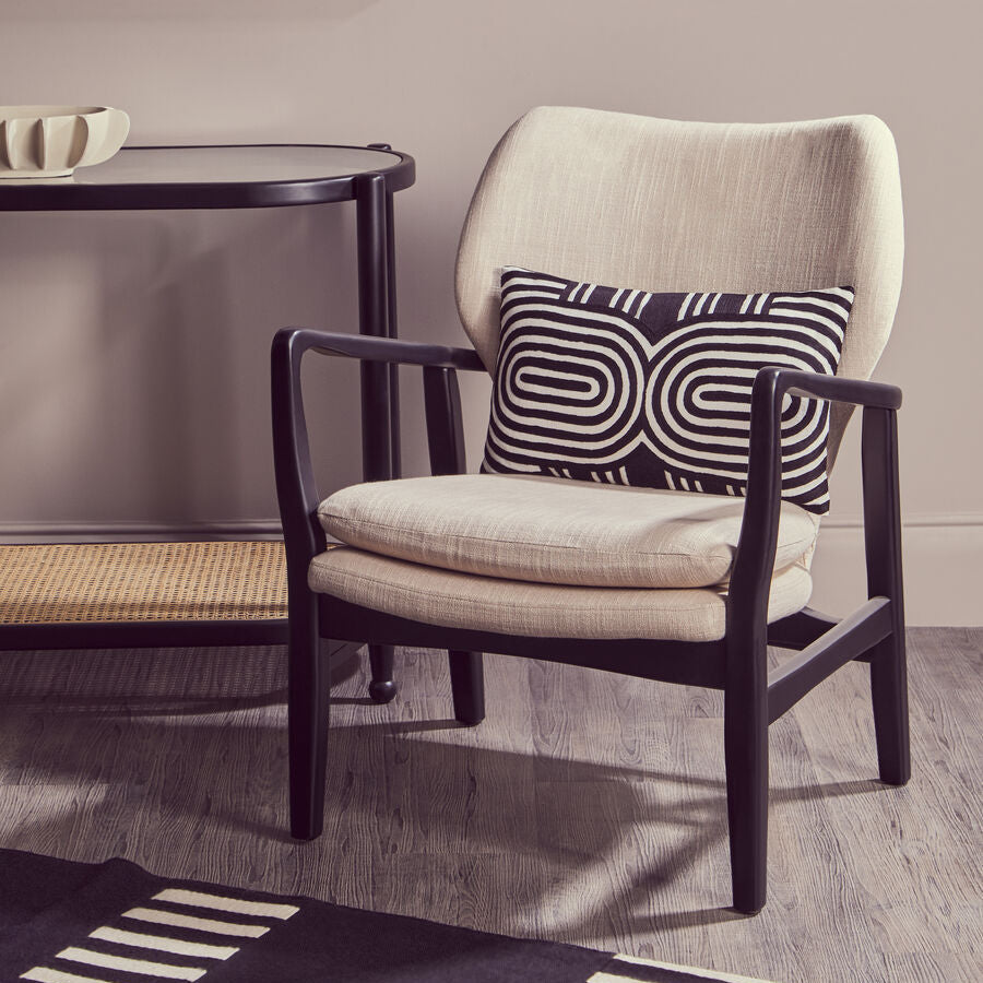 Stockholm Beige Chair With Black Wooden Frame - Nest UK