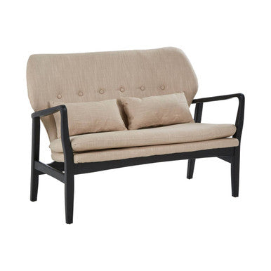 2 Seater Beige Sofa with Black Wood Frame, Stockholm