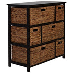 Black Storage Unit with 6 Water Hyacinth Drawers | Padstow