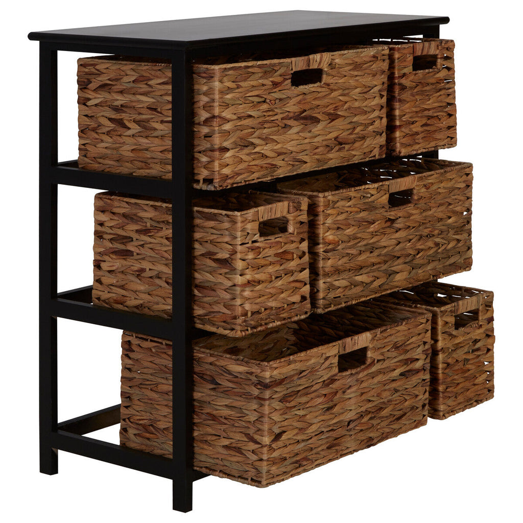 Black Storage Unit with 6 Water Hyacinth Drawers | Padstow