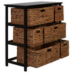 Black Storage Unit with 6 Water Hyacinth Drawers | Padstow