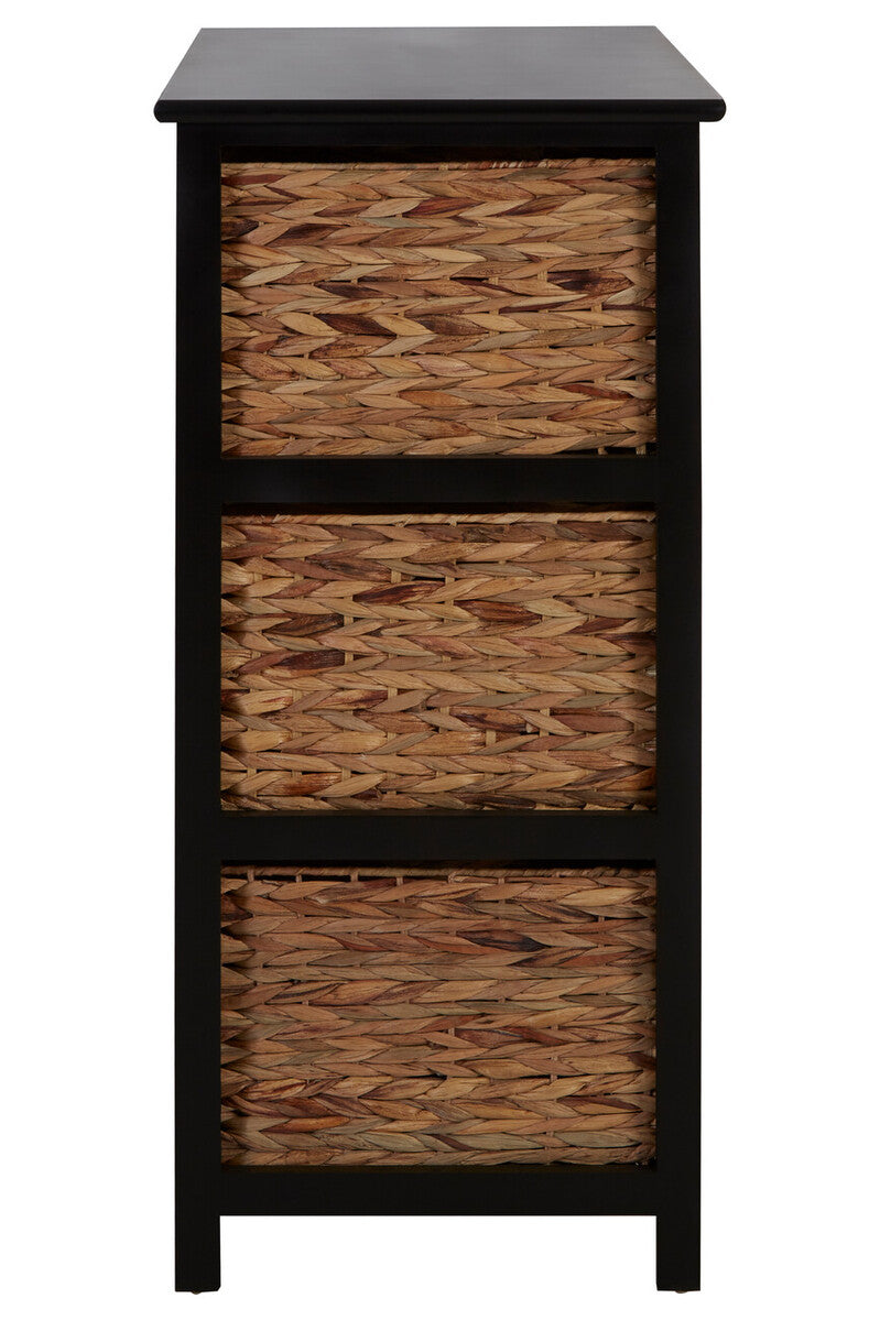Black Storage Unit with 6 Water Hyacinth Drawers | Padstow