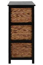Black Storage Unit with 6 Water Hyacinth Drawers | Padstow