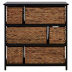 Black Storage Unit with 6 Water Hyacinth Drawers | Padstow