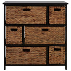 Black Storage Unit with 6 Water Hyacinth Drawers | Padstow