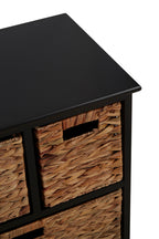 Black Storage Unit with 6 Water Hyacinth Drawers | Padstow
