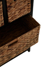 Black Storage Unit with 6 Water Hyacinth Drawers | Padstow
