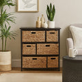 Black Storage Unit with 6 Water Hyacinth Drawers | Padstow