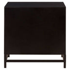 Black Wooden 2-Drawer Bedside Table with Chevron Pattern Drawer Fronts and Metal Handles | Lombok