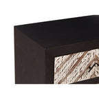 Black Wooden 2-Drawer Bedside Table with Chevron Pattern Drawer Fronts and Metal Handles | Lombok