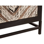 Black Wooden 2-Drawer Bedside Table with Chevron Pattern Drawer Fronts and Metal Handles | Lombok
