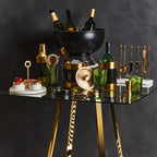 Clear Glass Top and Gold Finish Square Steel Dining Table | Metropolitan