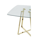 Clear Glass Top and Gold Finish Square Steel Dining Table | Metropolitan