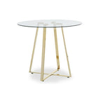 Clear Glass Top and Gold Finish Round Steel Dining Table | Metropolitan