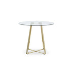 Clear Glass Top and Gold Finish Round Steel Dining Table | Metropolitan
