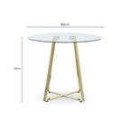 Clear Glass Top and Gold Finish Round Steel Dining Table | Metropolitan
