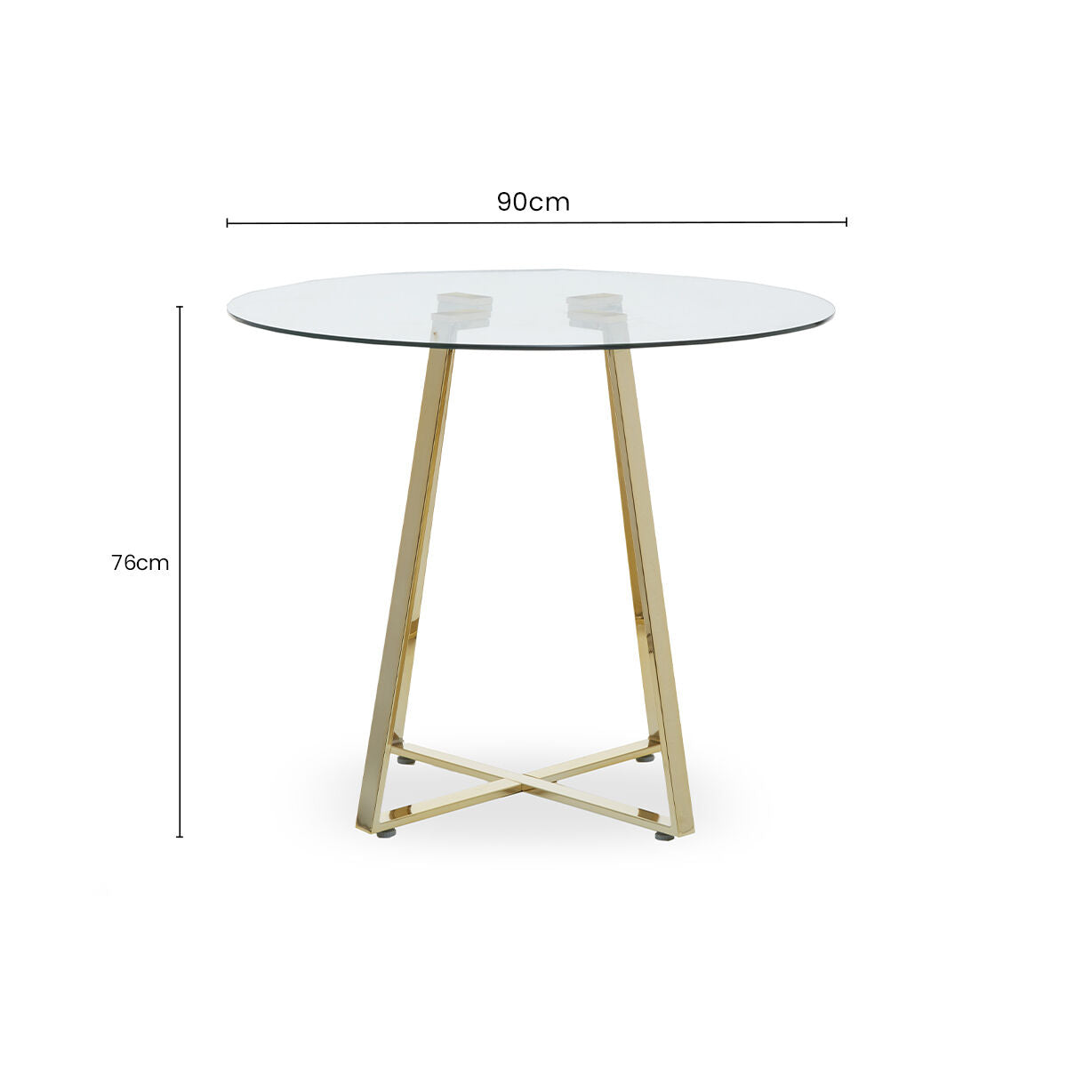 Clear Glass Top and Gold Finish Round Steel Dining Table | Metropolitan