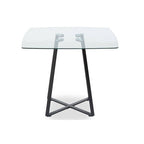 Clear Glass Top and Matte Black Square Steel Dining Table | Metropolitan