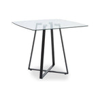 Clear Glass Top and Matte Black Square Steel Dining Table | Metropolitan