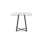 Clear Glass Top and Matte Black Square Steel Dining Table | Metropolitan