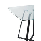 Clear Glass Top and Matte Black Square Steel Dining Table | Metropolitan